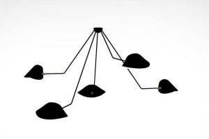 Serge Mouille Spider Ceiling Lamp - 5 Falling Arms 39" Drop